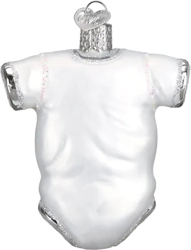Vista 3 de Old World Christmas - Adorno de bebé blanco de un solo pieza de vidrio soplado para árbol de Navidad, decoración festiva hecha a mano, colección