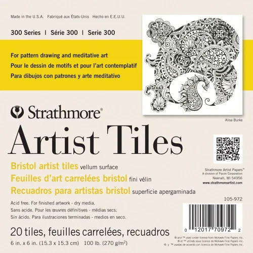 Vista 4 de Strathmore Artist Tiles 20/Pkg-Bristol Vellum -62105970, 4x4, blanco