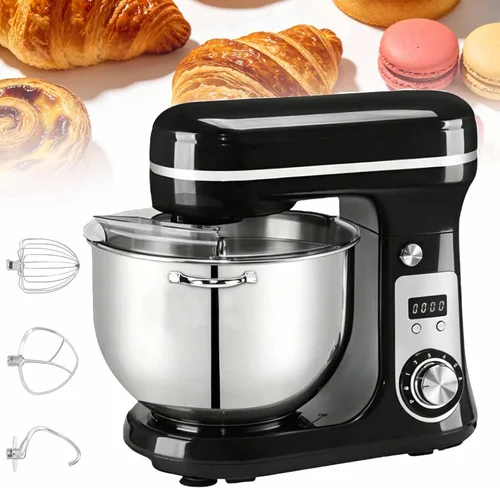 Vista 12 de Batidora de pie con cabezal inclinable de 6 L, batidora de pie de cocina con batidor, gancho para masa y batidor de alambre, ajustable de 6 Gris
