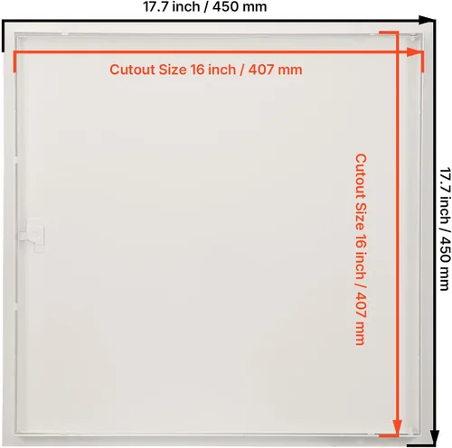 Vista 7 de VEVOR Panel de acceso de metal para techo de paneles de yeso, puertas de acceso de fontanería de 16 x 16 pulgadas con bloqueo de pestillo de leva