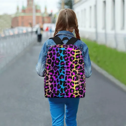 Vista 6 de Mochila de viaje, Koala floral sin costuras, ligera, mochila escolar para estudiantes, adolescentes, niñas y niños, Impresión de leopardo