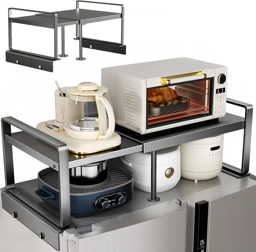 Vista 8 de Estante de almacenamiento ajustable para refrigerador, estante organizador expandible de 12.4 a 23.62 pulgadas, almacenamiento para refrigerador