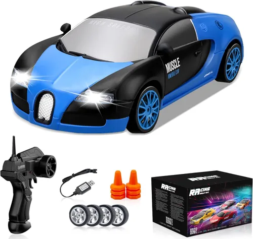 Vista 14 de Coches de Deriva RC, 2.4Ghz 1:24 Coche de Control Remoto 4WD de Alta Velocidad Deriva RC con Luz LED y Neumáticos de Deriva Coches de Juguete