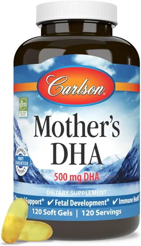 Vista 5 de Carlson - DHA de la madre, 500 mg de DHA, apoyo prenatal, desarrollo fetal y salud inmunológica, 120 cápsulas blandas