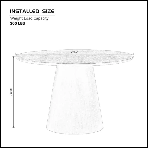 Vista 2 de 47.24'' Round Modern Style Wood Dining Table for Kitchen, Living Room, Cafe, Stylish Leisure Desk with Sturdy Cylindrical Base, for Small Spaces