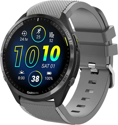 Vista 4 de Lamshaw Correas compatibles con Garmin Forerunner 965, correas de repuesto clásicas de silicona compatibles con reloj inteligente Garmin Forerunner