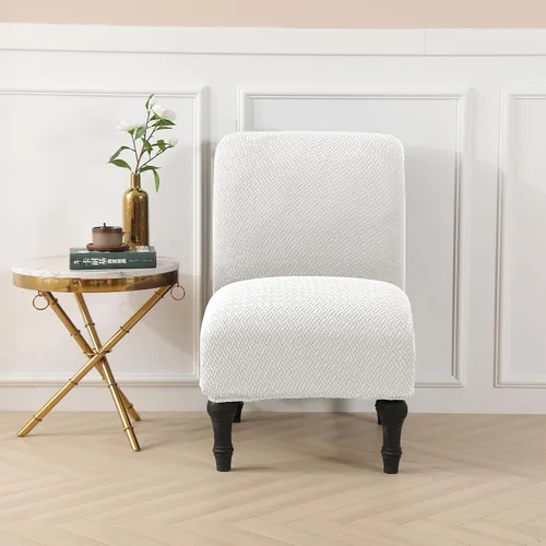 Vista 12 de LiveGo Funda para silla decorativa sin brazos, de elastano, extraíble, para silla sin brazos, protector de muebles para sala de estar, comedor, Beige
