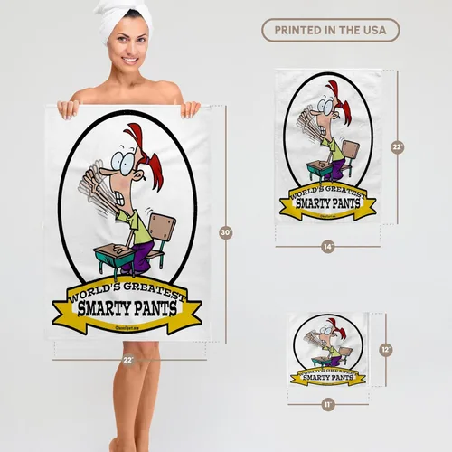 Vista 6 de 3dRose Funny Worlds Greatest Smarty Pants Cartoon 15x22 Hand Towel