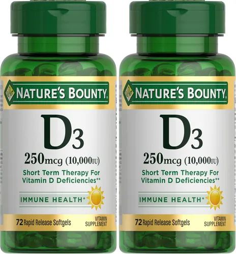 Vista 3 de Nature's Bounty, Ultra Strength D3-10,000 IU, 72 cápsulas blandas (paquete de 2)