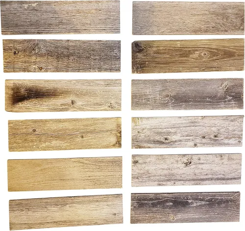 Vista 8 de Tablones de madera reciclada rústica desgastada para manualidades, proyectos y decoración (6 tablones de 24 pulgadas de largo)