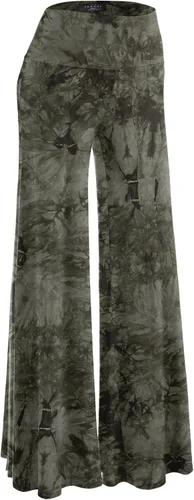 Vista 131 de Made By Johnny Pantalones palazzo elásticos de pierna ancha para mujer, lisos, casuales, cómodos