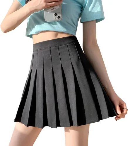 Vista 4 de Tivifox Faldas de tenis plisadas para mujer y niña, falda acampanada de cintura alta, uniforme escolar, pantalón deportivo de golf con pantalones