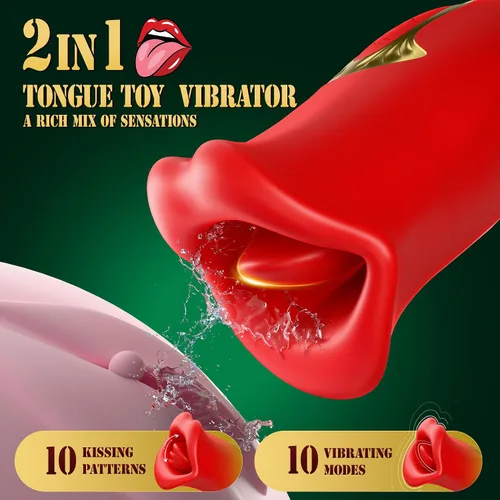 Vista 4 de Juguetes Sexuales para Adultos Vibrador, Juguete Rosa, Estimulador Sexual Rosa para Mujeres con 10 Modos de Vibración y 10 Modos de Beso Francés