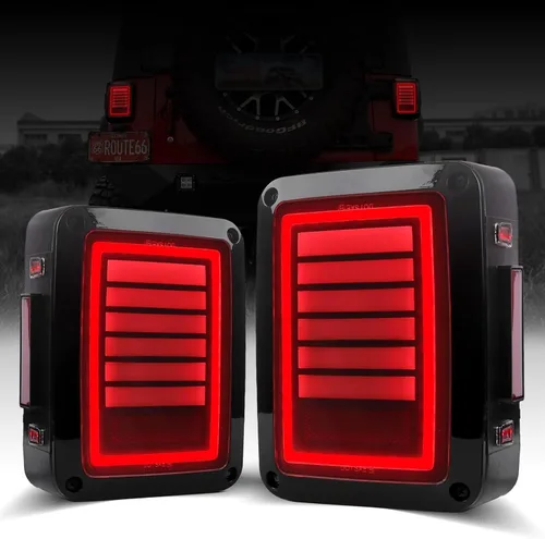 Vista 11 de Luces traseras LED DKMGHT para Jeep Wrangler JK JKU 2007-2018, [Aprobadas por DOT] [Lente ahumada] [Conexión y uso] Ojo del diablo ahumado Gen4