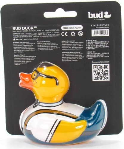 Vista 6 de Pato de goma nerd de Bud Ducks Elegante embalaje de regalo - "Geek chic!" Seguro para niños Coleccionable