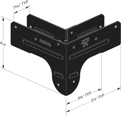 Vista 11 de Simpson Strong-Tie APRTC2 Outdoor Accents ZMAX, conector de esquina rígido negro para 2 vigas, postes de 2 x 4 (paquete de 8)