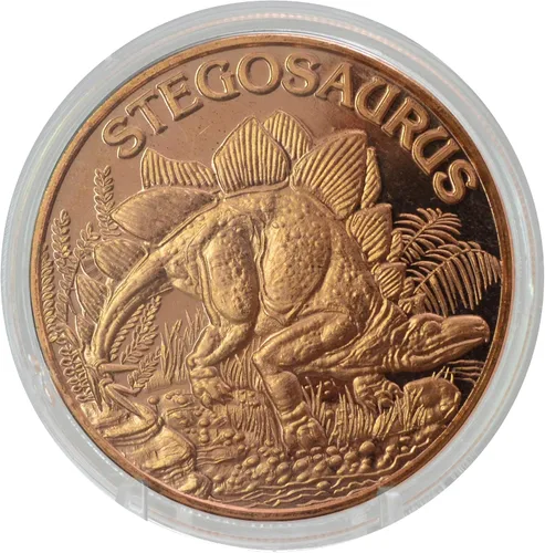 Vista 7 de Apatosaurio Dinosaurio Prehistórico - 1 onza.999 cobre puro redondo coleccionable de 39mm moneda de desafío en cápsula - COA de Heavenly Metals