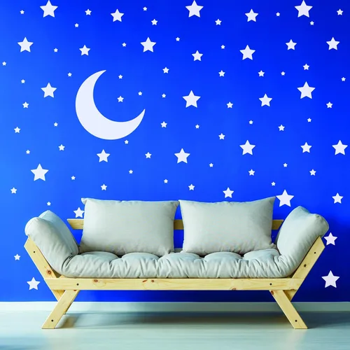 Vista 3 de Calcomanías de estrellas blancas – Decoración de papel tapiz de constelación de dormitorio con temática espacial – Calcomanías de habitación de bebé