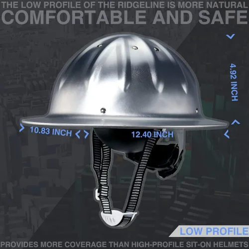 Vista 5 de Casco de seguridad de aluminio con suspensiones de trinquete, gorra de seguridad plateada, talla única, se adapta a la mayoría