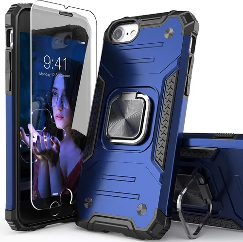 Vista 14 de Funda para iPhone SE 2020 con protector de pantalla, a prueba de golpes, con soporte de automóvil, ligera, funda protectora para iPhone 6/6s/7/8/SE