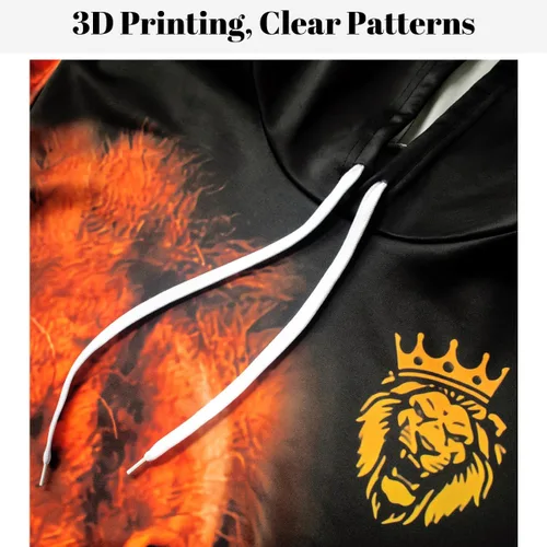 Vista 2 de Lion King - Conjunto de sudadera con capucha para hombre con estampado 3D para hombres grandes y altos, 2 piezas