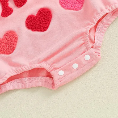 Vista 57 de SOLILOQUY Traje de manga larga con cuello redondo para el primer día de San Valentín para bebé niño y niña, mameluco de corazón de amor