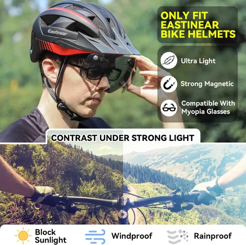 Vista 3 de EASTINEAR Gafas magnéticas para cascos de bicicleta, visera desmontable para casco de bicicleta, protector solar extraíble para casco de ciclismo