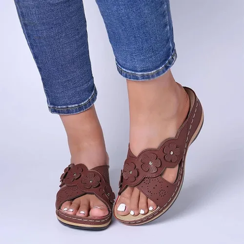 Vista 4 de Aayomet Sandalias de cuña para mujer, soporte de arco, cómodas, para caminar, estilo romano, casuales, de verano, con cremallera, correas