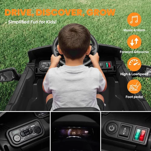 Vista 7 de Auto eléctrico Chevrolet Silverado con licencia de 24 V para niños Negro