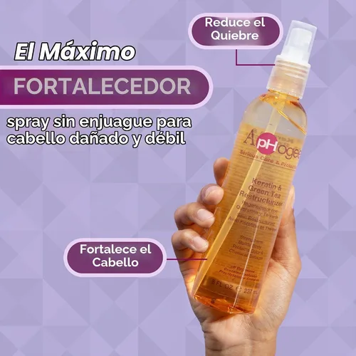 Vista 3 de Reparador de queratina y té verde ApHogee, 8 onzas líquidas
