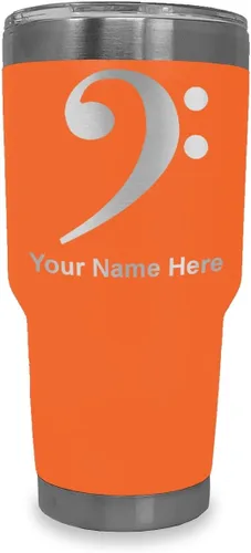 Vista 8 de LaserGram Vaso aislado al vacío de 20 onzas, clave de bajo, grabado personalizado incluido (negro) Engraved Gift for Musician, Vacuum Insulated