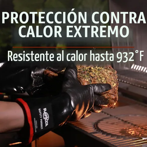 Vista 2 de RAPICCA Guantes de Barbacoa Resistentes al Calor: Resistentes al Aceite e Impermeables para Ahumar, Asar a la Parrilla, Cocinar, Barbacoa, Freír