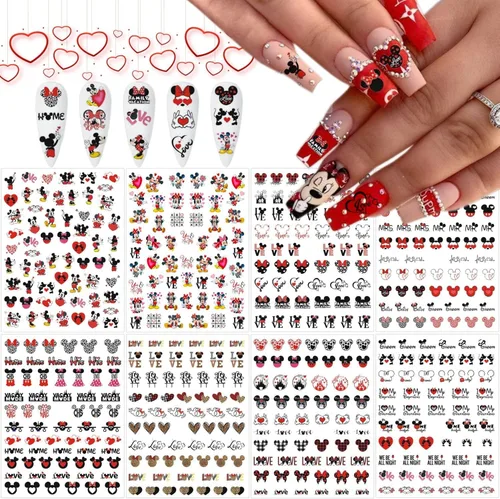 Vista 12 de Calcomanías de arte de uñas de San Valentín, calcomanías autoadhesivas 3D, diseño de corazón romántico, diseño de corazón romántico, calcomanías