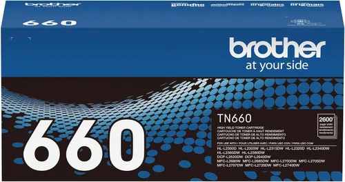 Vista 7 de Cartucho de tóner Brother genuino de alto rendimiento, TN660, tóner negro de repuesto, rendimiento de páginas de hasta 2,600 páginas, cartucho