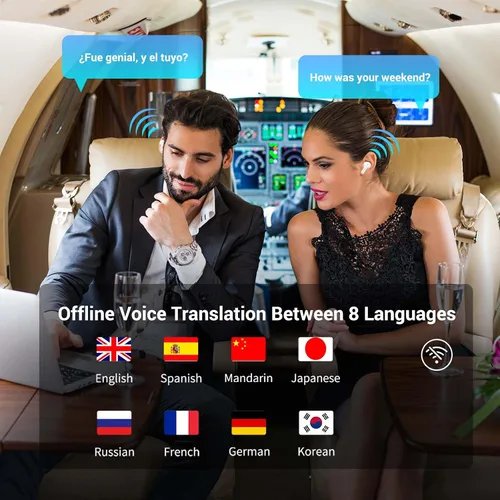 Vista 6 de ANFIER Auriculares de traducción sin conexión M3 en blanco y negro