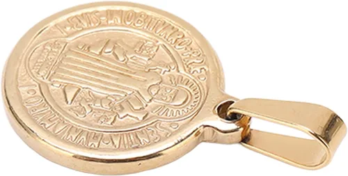 Vista 8 de Saint Benedict Pendant, Pendant Elegant Stainless Steel Double Sided Relief Pend Saint Benedict Medal and Information Card Craftsmanship