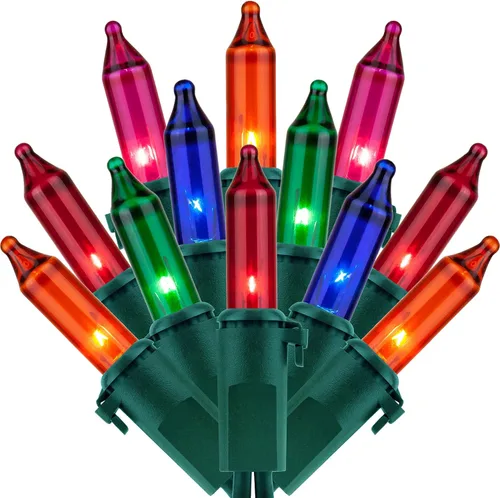 Vista 8 de 200 luces de Navidad naranjas, paquete de 2 hebras de 100 luces, 33 pies de cable marrón, luces de cadena de Halloween con certificación UL (naranja)