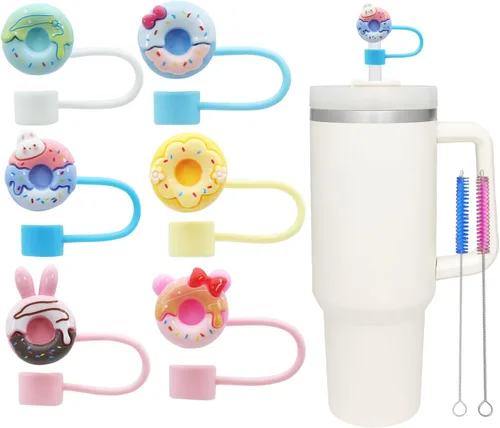 Vista 20 de 8Pcs Cute 10mm Animal Straw Covers Cap for Stanley Cup,Silicone Straw Toppers Compatible with Stanley 30&40 Oz Tumblers with Handle, Dust-Proof