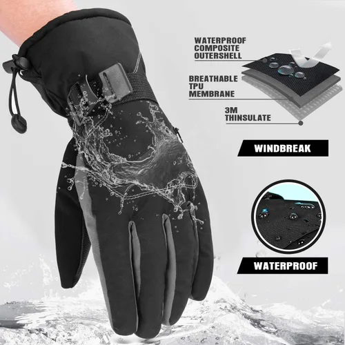 Vista 5 de BOSONER Guantes de esquí y snowboard, guantes impermeables de invierno, guantes de nieve para pantalla táctil para clima frío, para hombres