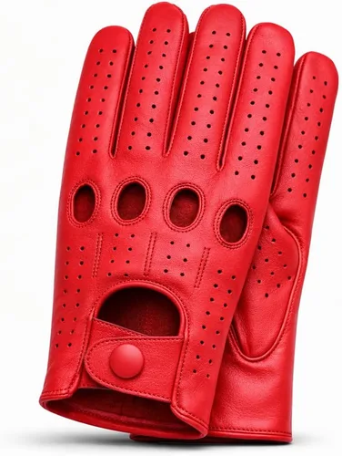 Vista 7 de Riparo - Guantes de conducción de cuero perforado para hombre, piel de vaca auténtica negra, estilo deportivo de motor con pantalla táctil, guantes