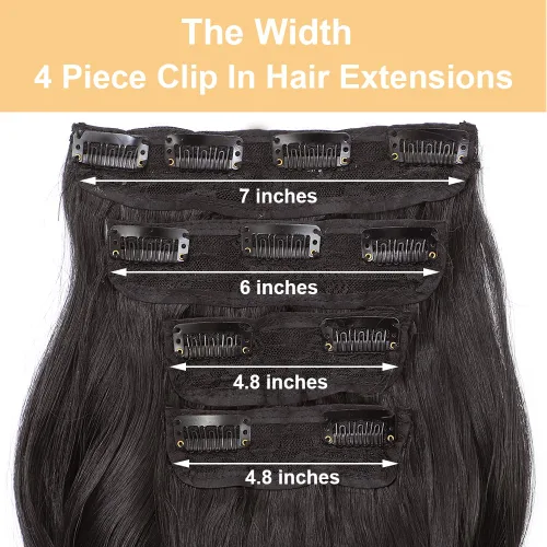 Vista 2 de Extensiones de cabello ondulado largo con clip, 4 piezas de extensiones de cabello sintético grueso con clip, para mujer (#4)