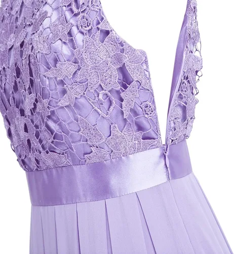 Vista 7 de Hularka Vestido largo de gasa de encaje floral para mujer