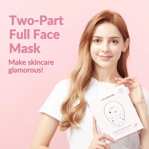 Vista 7 de LALARECIPE Glow Face Moisture Mask - Hidrogel facial hidratante y refrescante con 8 ácidos hialurónicos, sandía y péptidos, cuidado de la piel