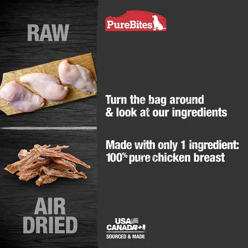 Vista 3 de PureBites Golosinas de pollo para perros, 1 ingrediente, fabricadas en Canadá, 21.1 onzas