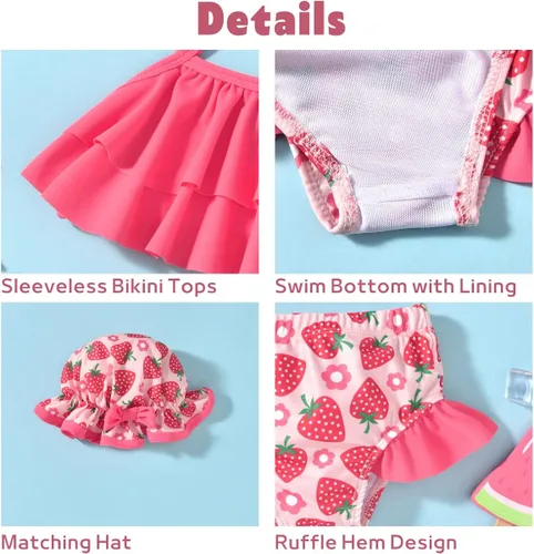 Vista 2 de Aalizzwell Traje de baño para niñas pequeñas con sombrero
