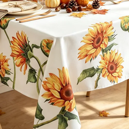 Vista 4 de MATIRUG - Mantel rectangular de verano floral amarillo girasol, 52 x 70 pulgadas