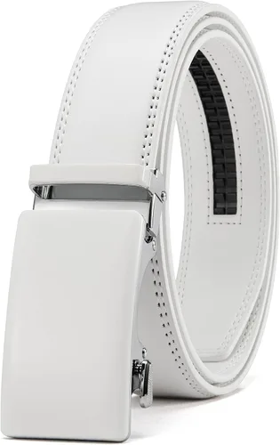Vista 19 de CHAOREN - Cinturón para hombre - Cinturón de trinquete de cuero de 1 3/8 pulgadas para pantalones de vestir - Cinturón micro ajustable que se adapta