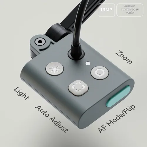 Vista 3 de OKIOCAM S2 Pro - Cámara de documentos USB de 13 MP, luz y micrófono integrados, puntero inteligente OKIOPoint, para PC Mac Chromebook, cámara