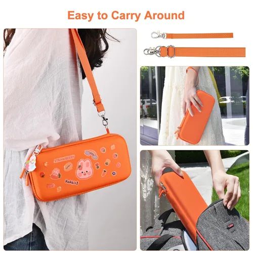 Vista 8 de Younik Switch Accessories Bundle, 15 in 1 Orange Switch (NOT OLEDLite) Accessories Kit for Girls Include Switch Carrying Case, Adjustable Stand
