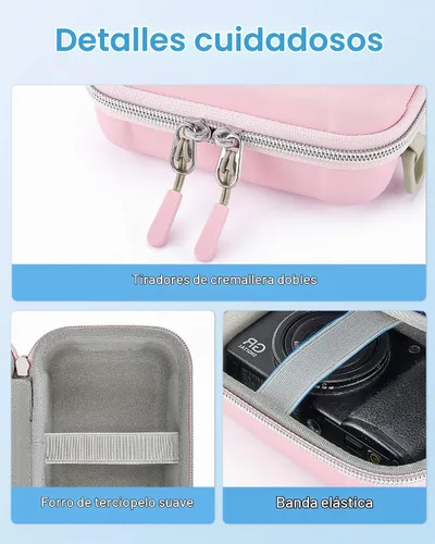 Vista 6 de BAGSMART Funda para cámara digital, bolsa pequeña para cámara con 2 formas Rosa bebé